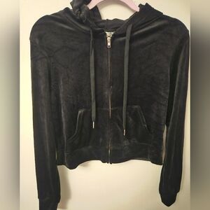 NWOT Black Velvet Full Zip Hoodie By Rose + Vine